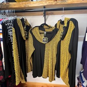Pure Essence Women's Black and Mustard Joker Cowl Neck Sweater NWT